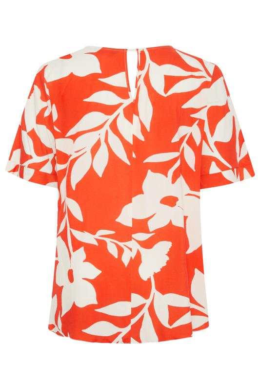 YOURS Curve Plus Size Orange Floral Top | Yours Clothing  7