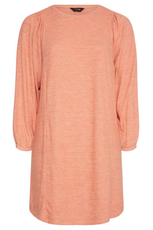 Plus Size Curve Coral Orange Balloon Sleeve Tunic Jumper Dress | Yours Clothing 6