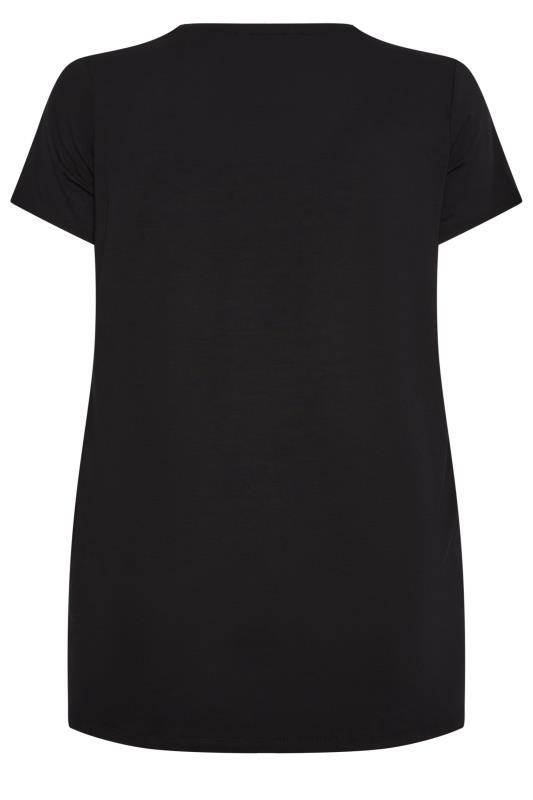 YOURS Plus Size Curve Black Foil Printed T-Shirt | Yours Clothing 7