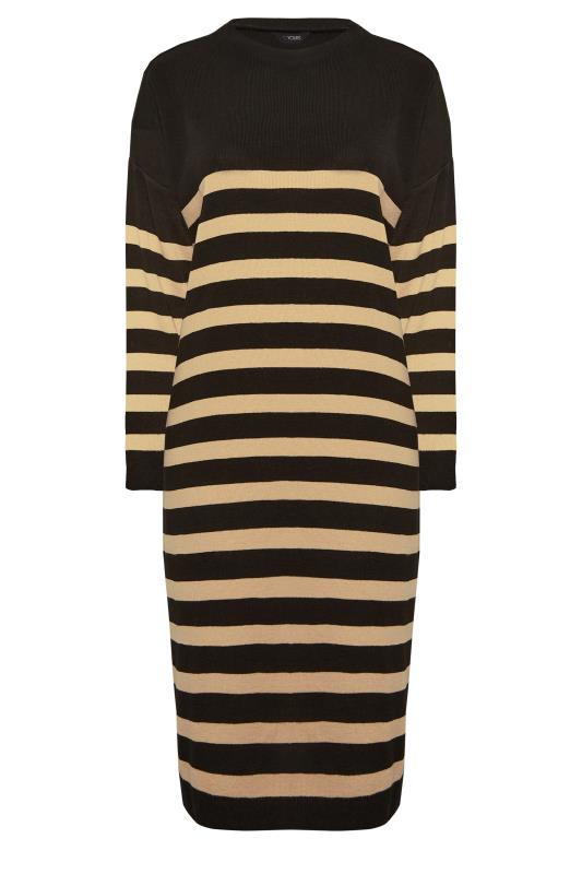 Plus Size Black & Beige Brown Stripe Jumper Dress | Yours Clothing 6