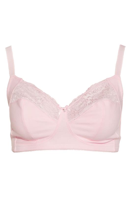 Pink Non-Wired Lace Trim Bra Sizes 38C-50H 4