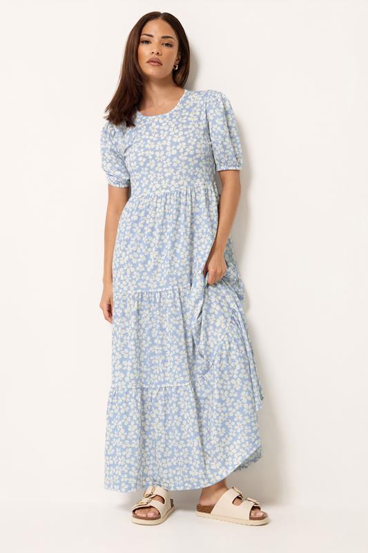  PixieGirl Blue Ditsy Tiered Maxi Dress