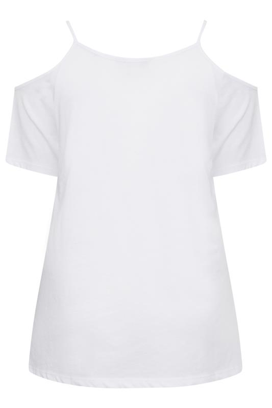 YOURS Curve Plus Size White Cold Shoulder T-Shirt | Yours Clothing  7