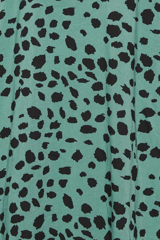 YOURS PETITE Plus Size Green Dalmatian Print Midi Tea Dress | Yours Clothing 5