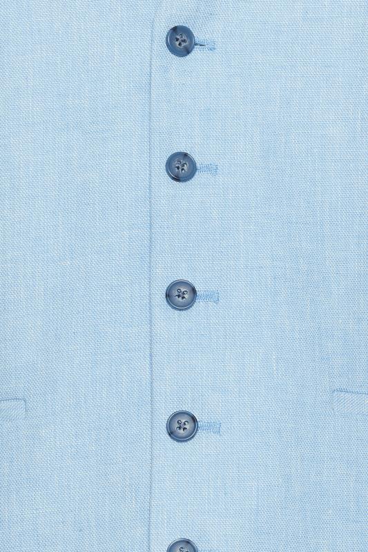BadRhino Big & Tall Light Blue Linen Suit Waistcoat | BadRhino 4