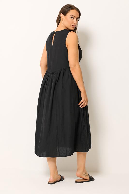 YOURS Plus Size Black Linen Midi Dress | Yours Clothing 2