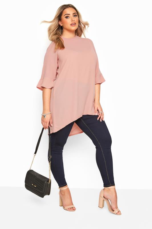 YOURS LONDON Curve Blush Pink Flute Sleeve Blouse 2