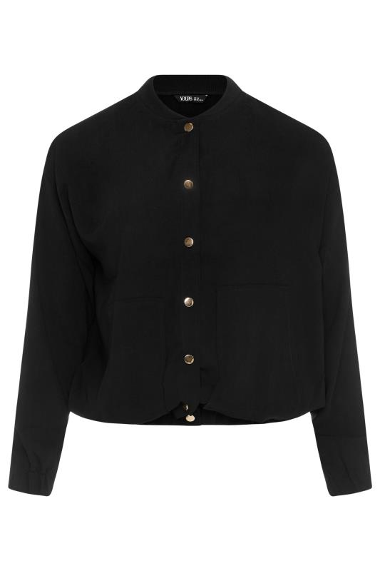 YOURS Plus Size Black Button Up Bomber Jacket | Yours Clothing 5