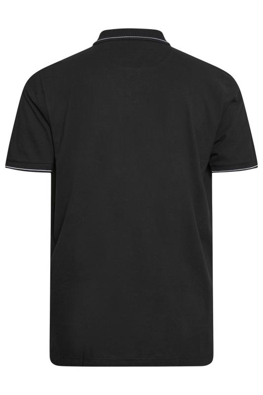 LYLE & SCOTT Big & Tall Black Branded Collar Polo Shirt | BadRhino 3