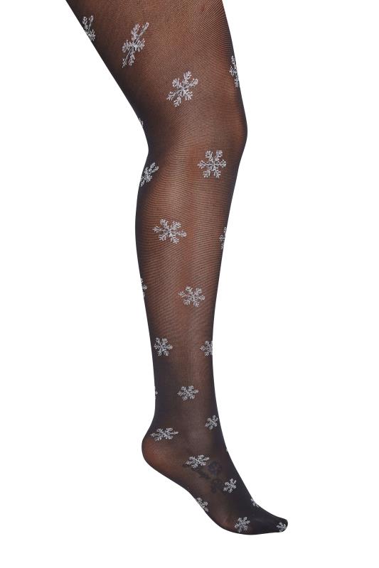 Plus Size Black Snowflake Pattern Tights | Yours Clothing 3
