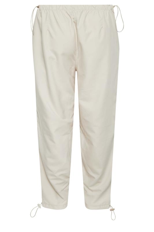 YOURS Curve Plus Size Cream Parachute Trousers | Yours Clothing  6