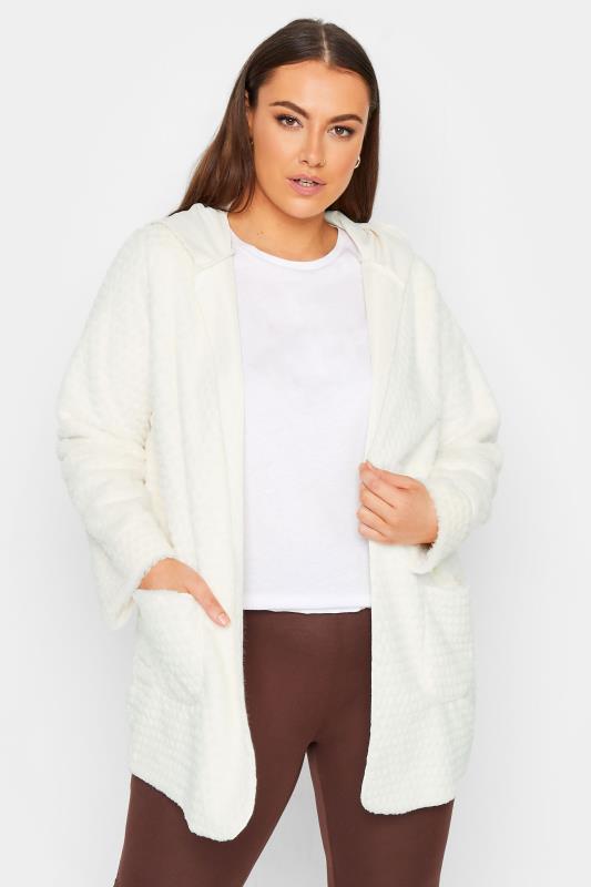 YOURS LUXURY Plus Size White Faux Fur Hooded Jacket |  1