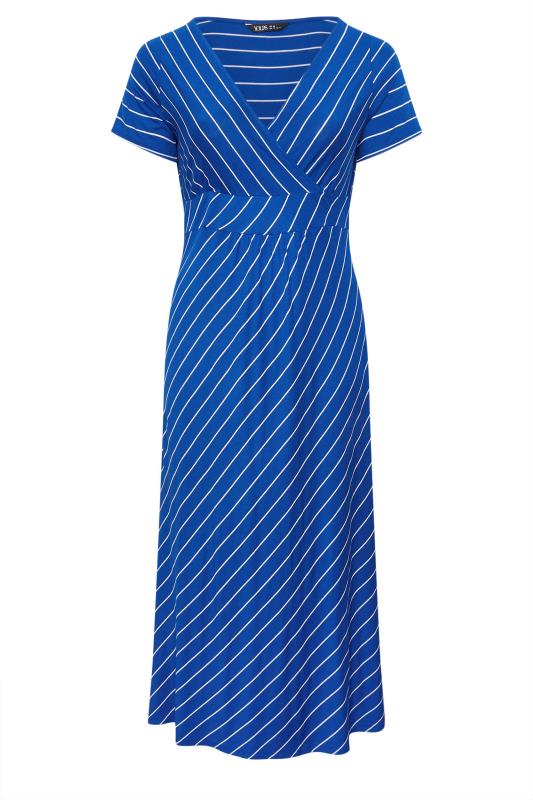 YOURS Plus Size Blue Striped Wrap Maxi Dress | Yours Clothing 5