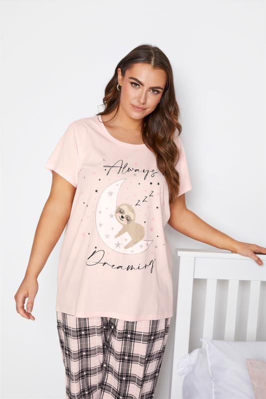 Pink 'Always Dreaming' Slogan Check Pyjama Set_B.jpg