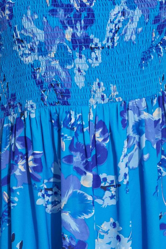 LIMITED COLLECTION Curve Cobalt Blue Floral Print Shirred Peplum Top 5