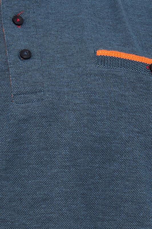 D555 Big & Tall Teal Blue Jacquard Polo Shirt | BadRhino 5