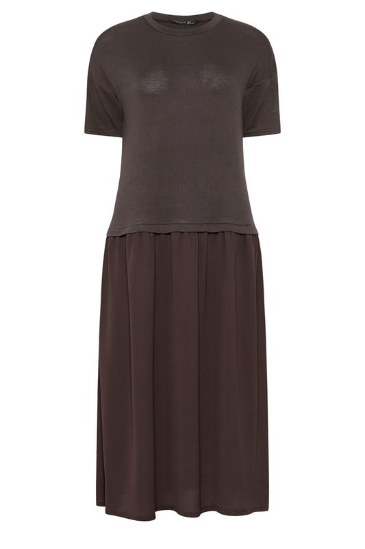 PixieGirl Petite Women's Chocolate Brown Drop Waist Maxi Dress | PixieGirl 5