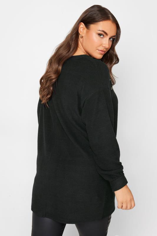 YOURS Plus Size Black Sequin Star Print Jumper | Yours Clothing 3