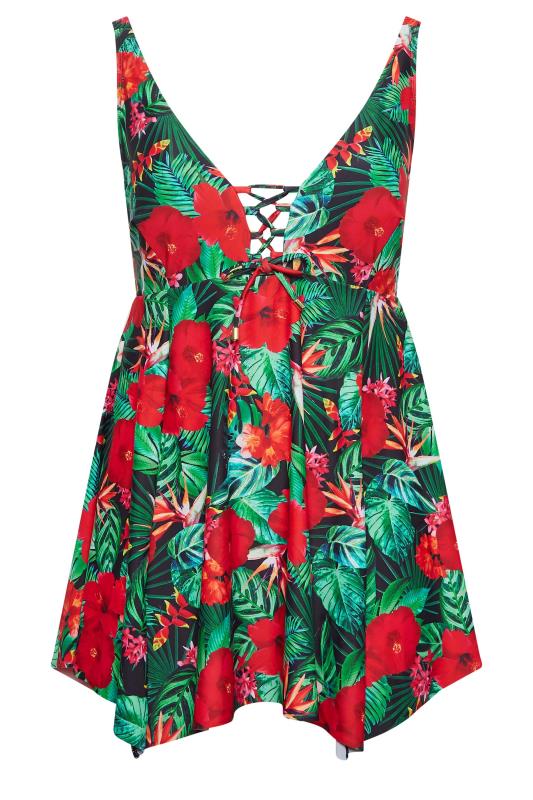 YOURS Plus Size Green Tropical Floral Print Swim Dress | Yours Clothing 7