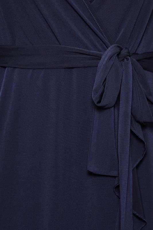 YOURS LONDON Curve Plus Size Navy Blue Short Sleeve Ruffle Wrap Maxi Dress | Yours Clothing  5