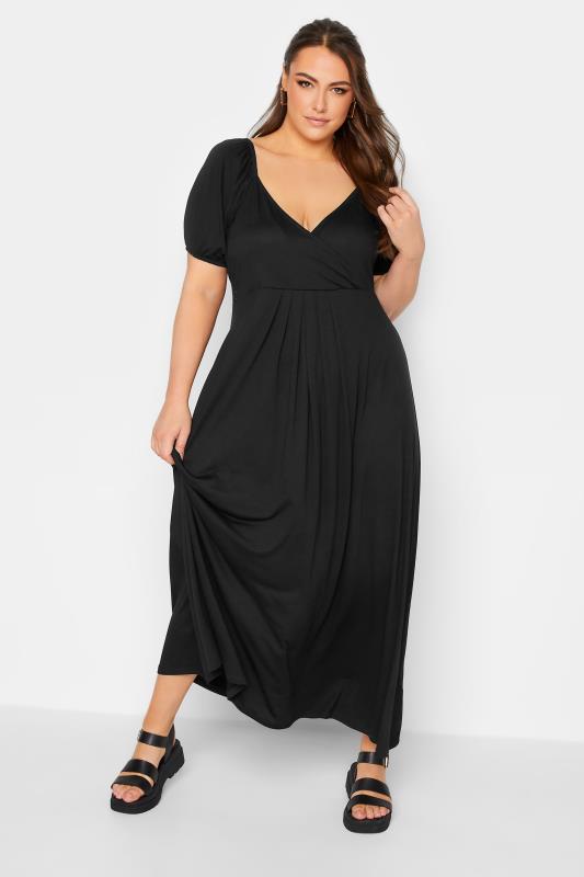 LIMITED COLLECTION Plus Size Black Wrap Maxi Dress | Yours Clothing 1