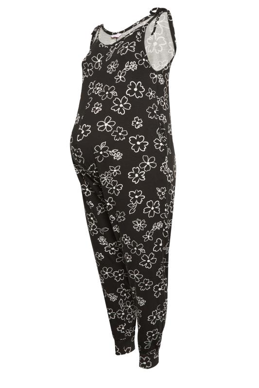 BUMP IT UP MATERNITY Plus Size Black Floral Print Jumpsuit | Yours Clothing 6