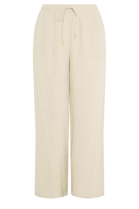 EVANS Plus Size Cream Linen Wide Leg Trouser | Evans 5