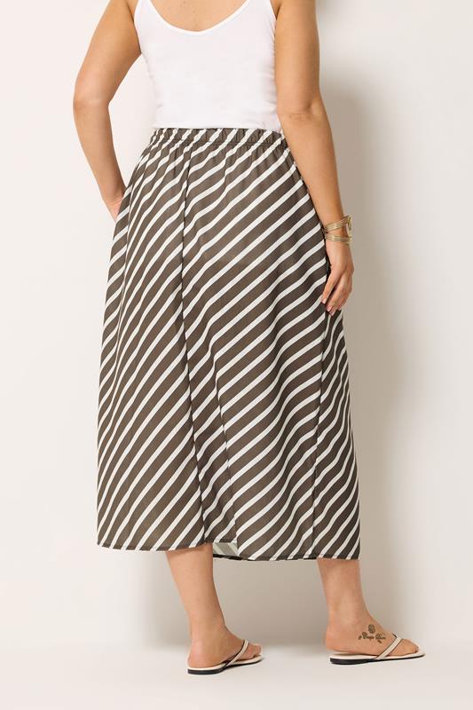 YOURS Plus Size Ivory White Linen Look Stripe Skirt | Yours Clothing 4