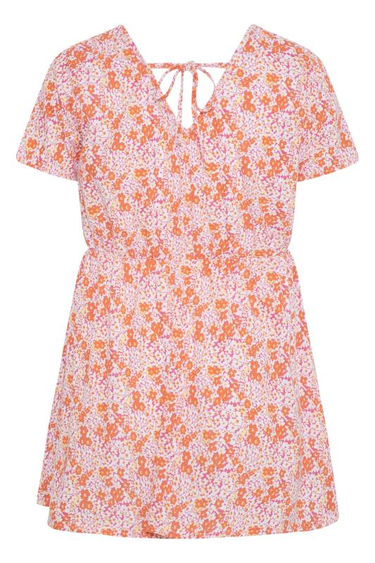 LIMITED COLLECTION Plus Size Orange Floral Tie Back Top | Yours Clothing 8