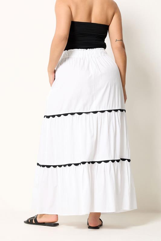 YOURS Plus Size White Scallop Trim Maxi Skirt | Yours Clothing 2