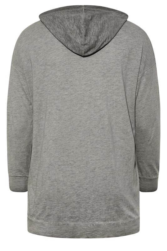 Plus Size Grey 'Brooklyn' Logo Hoodie Top | Yours Clothing 7
