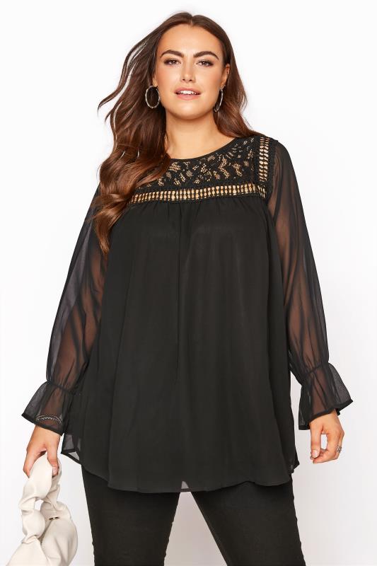  Grande Taille YOURS LONDON Black Lace Blouse