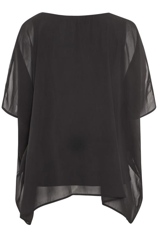 YOURS LONDON Plus Size Black Daisy Embroidered Cape Top | Yours Clothing 7