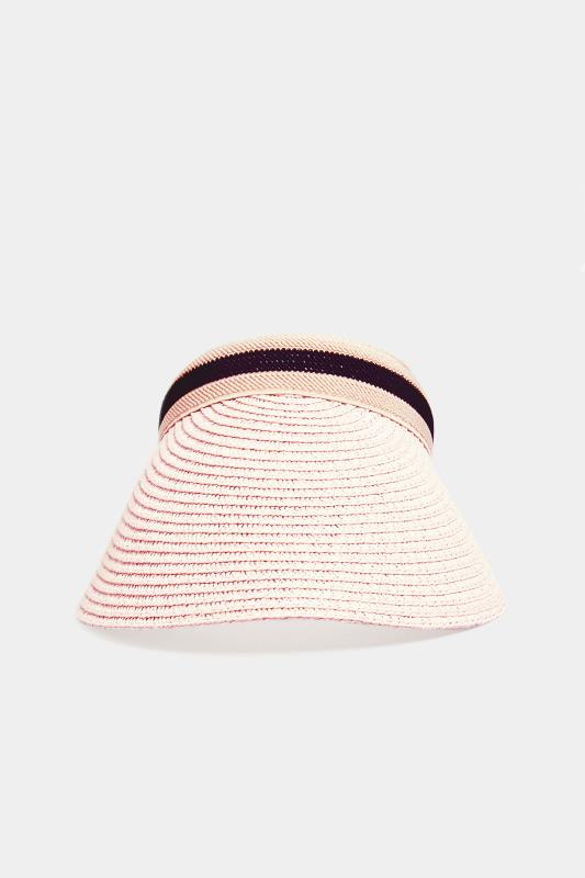 Pink Woven Straw Visor | Yours Clothing  3