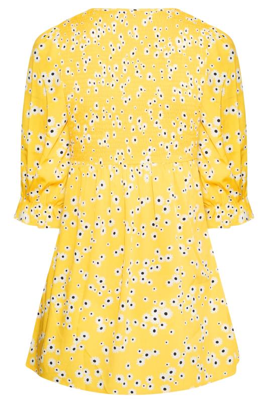 BUMP IT UP MATERNITY Curve Yellow Floral Print Shirred Top 7