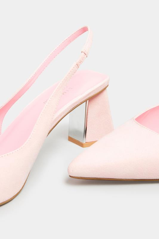Light Pink Mid Slingback Court Heels In Extra Wide EEE Fit | Yours Clothing  5
