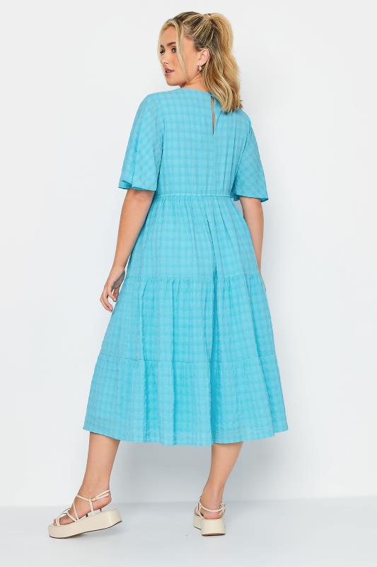 LIMITED COLLECTION Plus Size Aqua Blue Textured Tiered Smock Dress | Yours Clothing 4