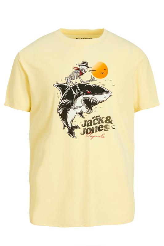 JACK & JONES Big & Tall Yellow Shark Print T-Shirt | BadRhino 2