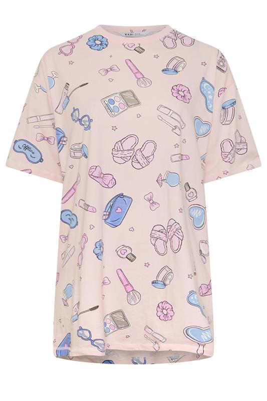 YOURS Plus Size Pink Girly Print T-Shirt Nightdress | Yours Clothing 5