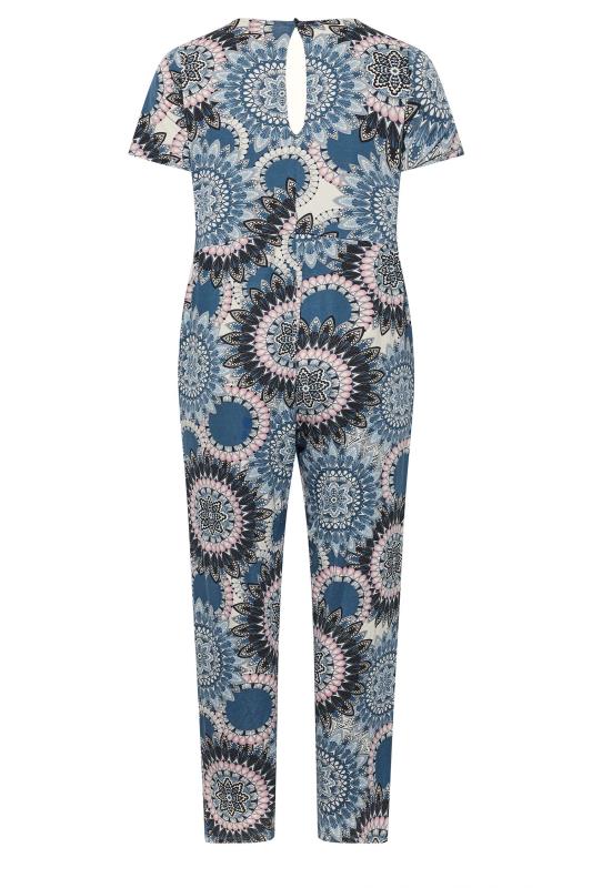 Plus Size Blue Geometric Print Jumpsuit | Yours Clothing  7