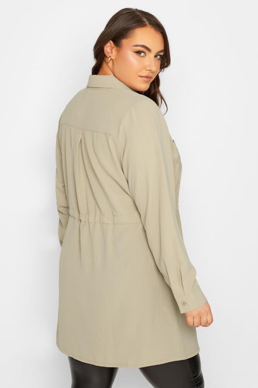 YOURS Plus Size Curve Brown Utility Tunic Shirt | Yours Clothing  3