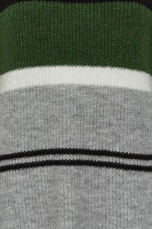 Plus Size Green & Grey Stripe Jumper | Yours Clothing 6