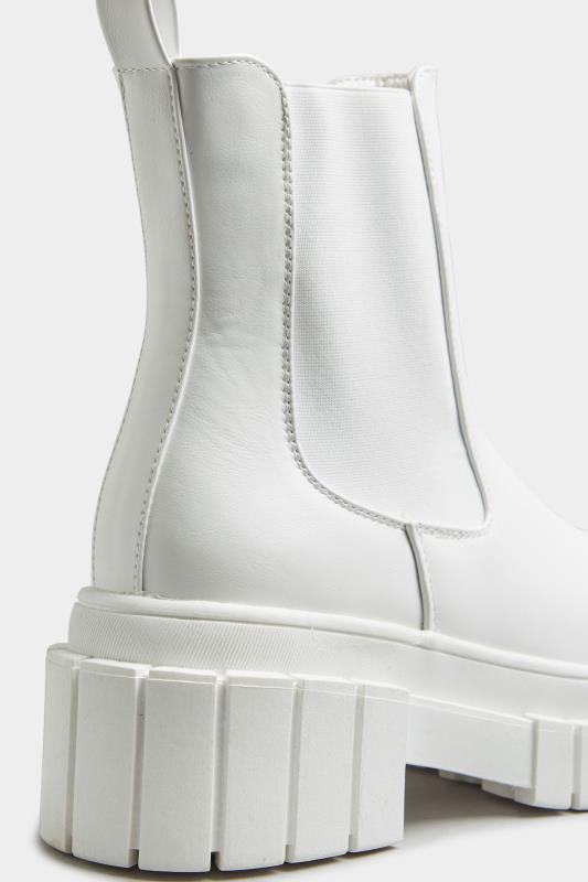 LIMITED COLLECTION White Leather Look Chunky Chelsea Boots In Standard D Fit 6