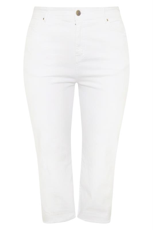 Plus Size White Stretch Wide Leg Cropped Jeans | Yours Clothing 7
