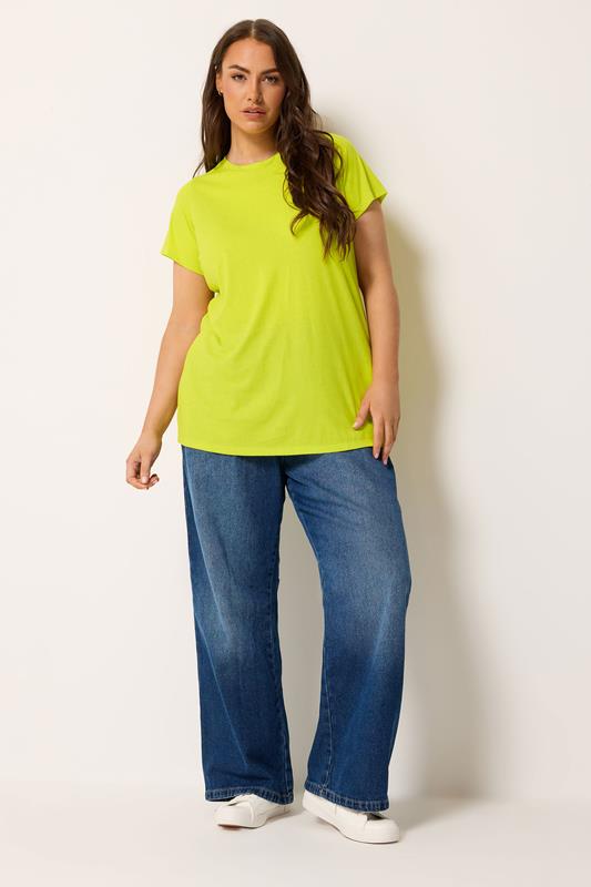 YOURS Plus Size Lime Green Core Basic T-Shirt | Yours Clothing 1