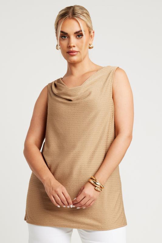 LIMITED COLLECTION Plus Size Gold Textured Cowl Neck Top 2