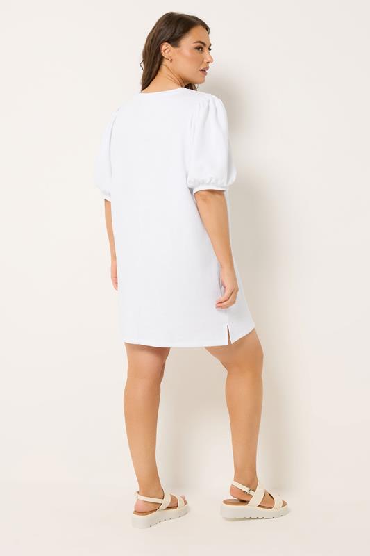 YOURS Plus Size White Balloon Sleeve Dress | Yours Clothing 2