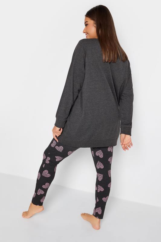 YOURS Curve Grey 'Let's Chill Out' Heart Print Lounge Set | Yours Clothing 3
