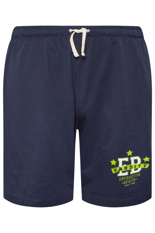 ED BAXTER Big & Tall Navy Blue Varsity Logo Jogger Shorts | BadRhino 1