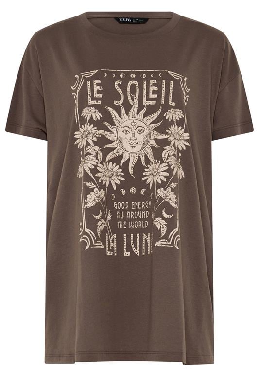 YOURS Plus Size Brown 'Le Soleil' Sun T-Shirt | Yours Clothing 5